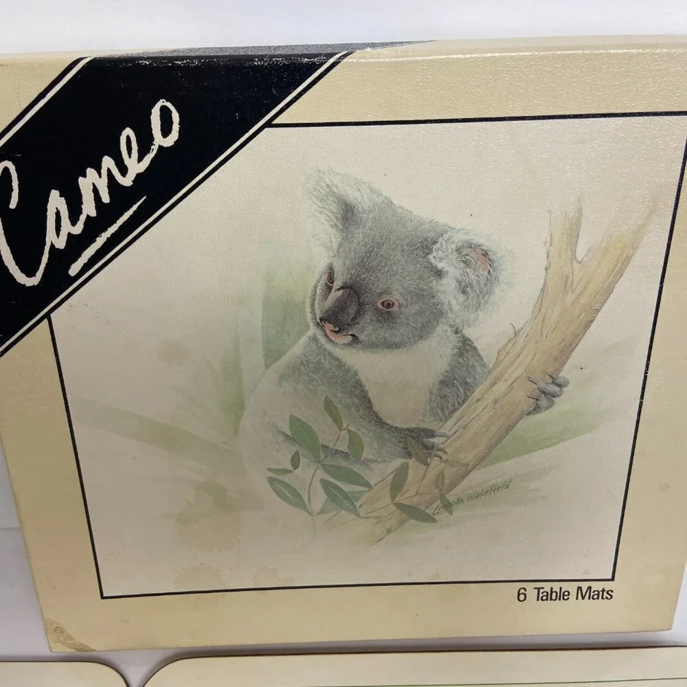 Placemats Cork New Zealand Australian Animals Art Print Lincoln Wakefield 6 pc